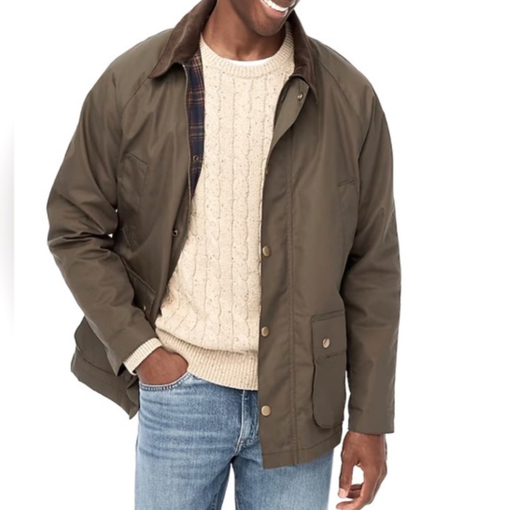 J Crew Factory Waxed twill jacket in Catskill Green Size L